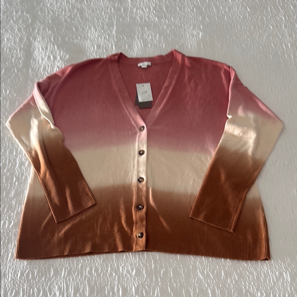 J. Jill NWT Dip Dyed Gradient Pink and Brown Women's Sweater in Large